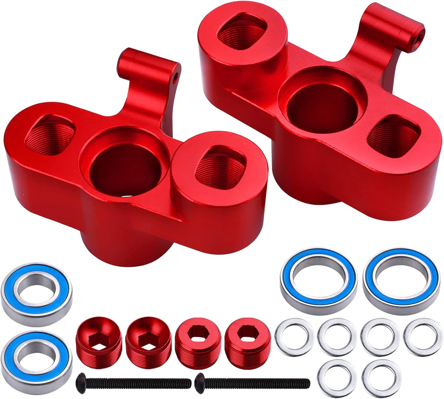 GoHobby Aluminum Front Knuckles Steering Blocks with Bearings for ARRMA Kraton 8S BLX 1/5 Scale RC Truck, fit Outcast 8S, Replaces ARA330558 Upgrades (Blue)