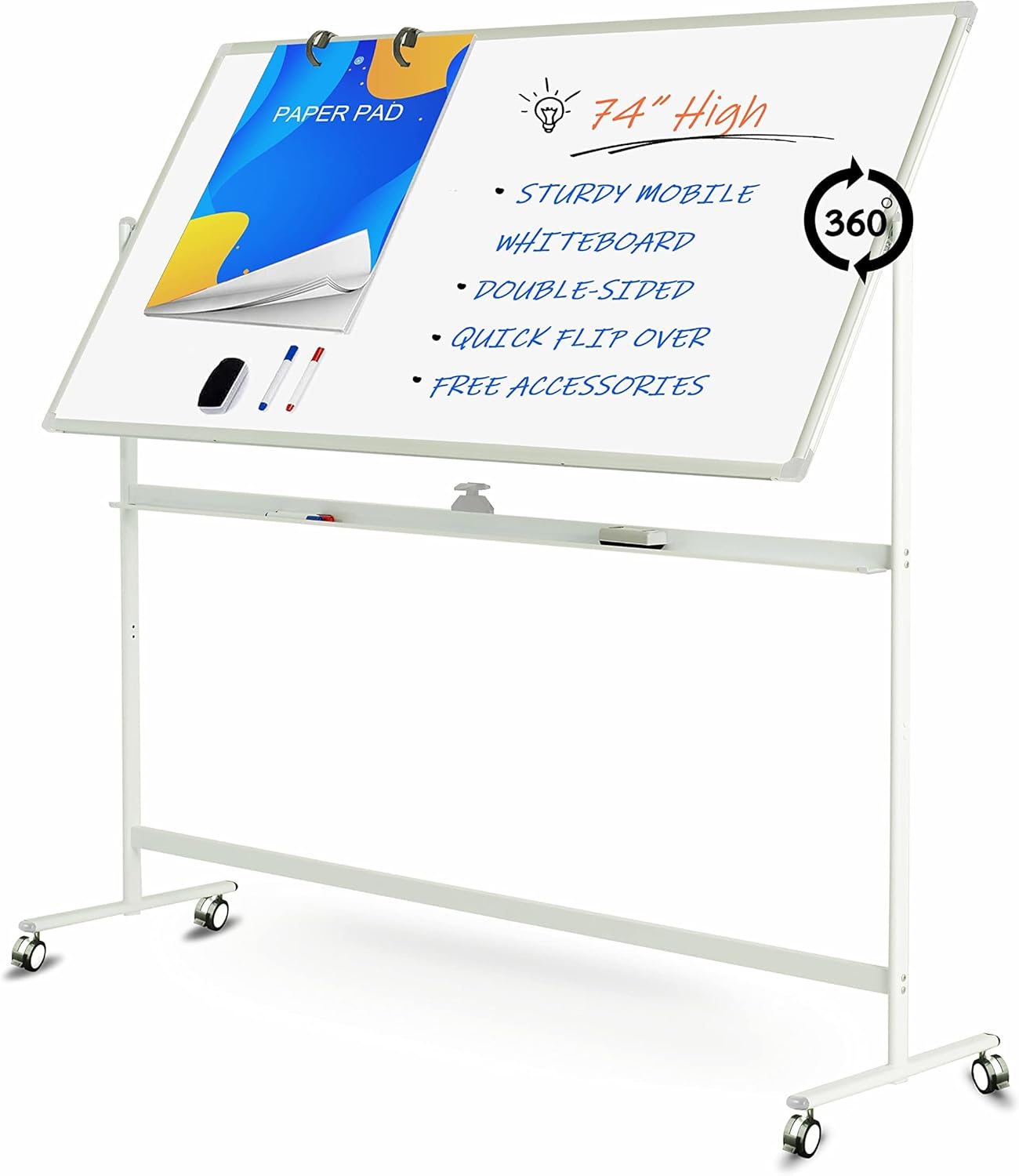 Easel-Style Dry Erase Boards Mobile 36 x 71 Inches Double Sided Whiteboard with Aluminum White Frame Pizarra Blanca Magnetica M��vil