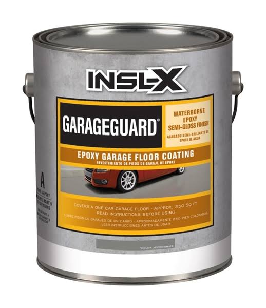 Insl-X 1806512 GarageGuard Semi-Gloss Gray Water-Based Waterborne Epoxy Garage Floor Coating Kit 1 Gal
