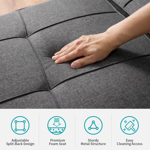 BALUS Comfortable Futon Sofa Bed, 3-in-1 Folding Sleeper Chair Bed, Studio Sectional Sofa Couch, Rv Couch Bed, Dark Grey