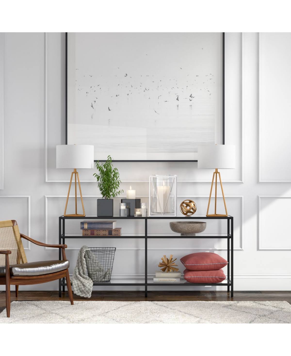 Sivil Console Table (64x22 Blackened Bronze)