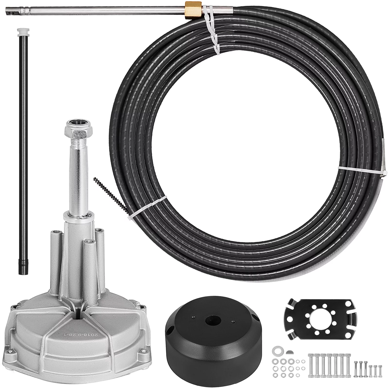 VEVOR Outboard Steering Kit 16in Boat Steering Cables 16 Feet Boat Steering System 3/4in Shaft for Boats