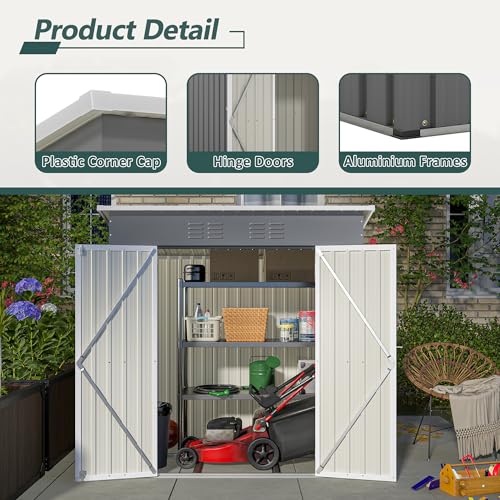 6x4 Ft Outdoor Storage Shed, Heavy-Duty All-Weather Tool Shed with Lockable Doors, Durable Resin Construction for, Patio & Backyard Organization Black