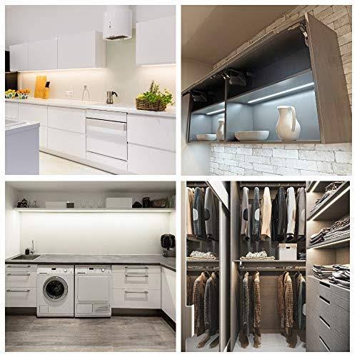 Eshine White Finish 12 Panels 12 inch LED Dimmable Under Cabinet Lighting Kit, Hand Wave Activated - Touchless Dimming