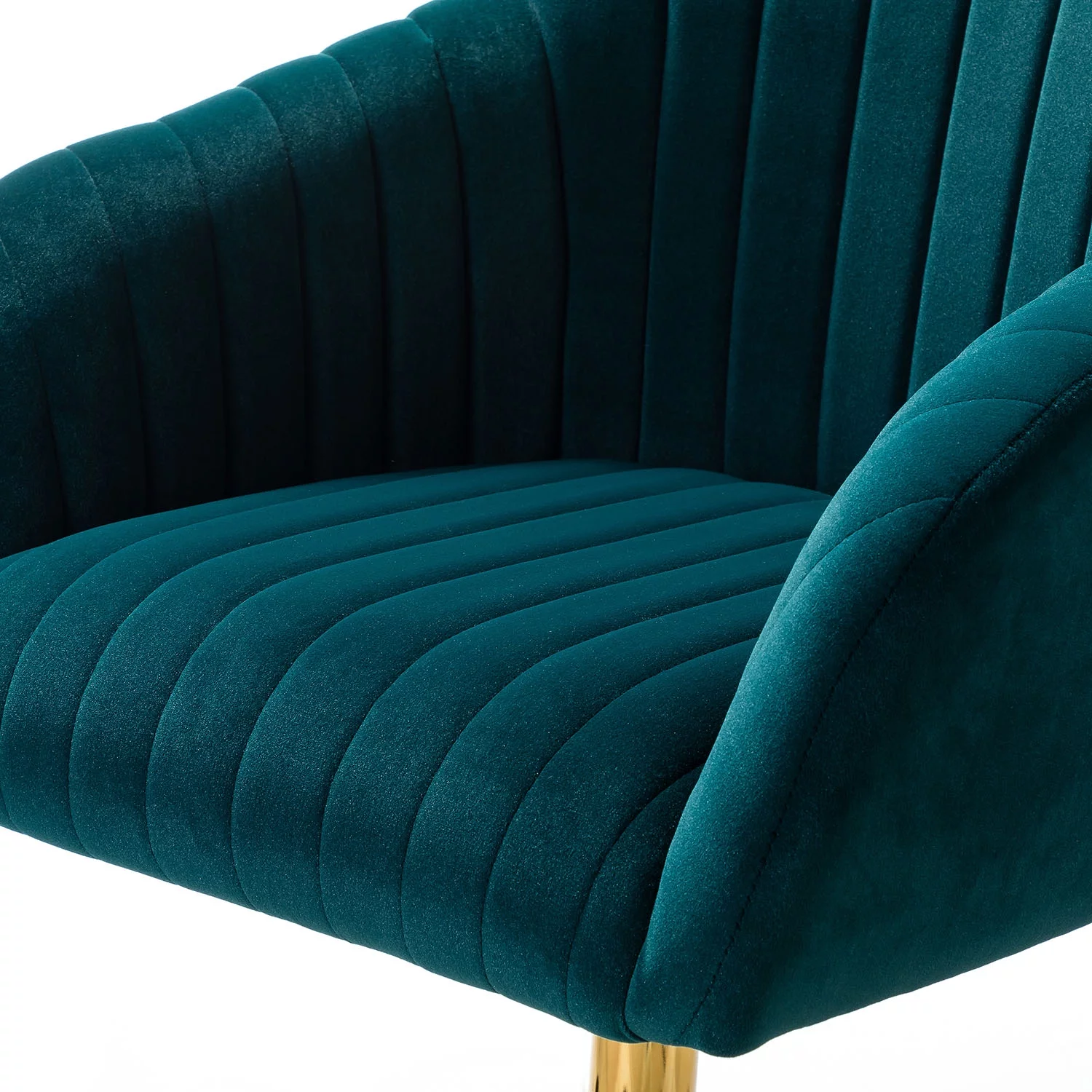 Modern Home Office Task Chair Swivel Rolling Velvet  Adjustable Gold Legs Bedroom Adult Green