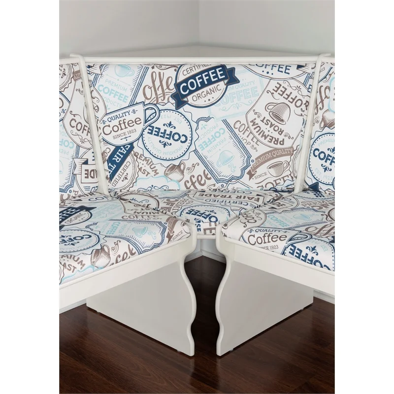 Linon Natasha Wood Corner Nook Dining Set in White