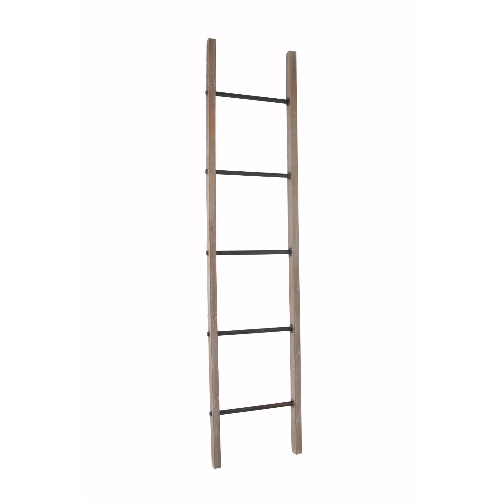 American Mercantile Wooden Ladder 72 in. Wall Decor, Brown
