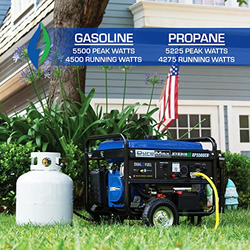 DuroMax XP12000EH 12,000-Watt Dual Fuel Portable Generator – Gas & Propane, Electric Start, Whole Home Backup Power, Transfer Switch Ready, RV & Emergency Ready