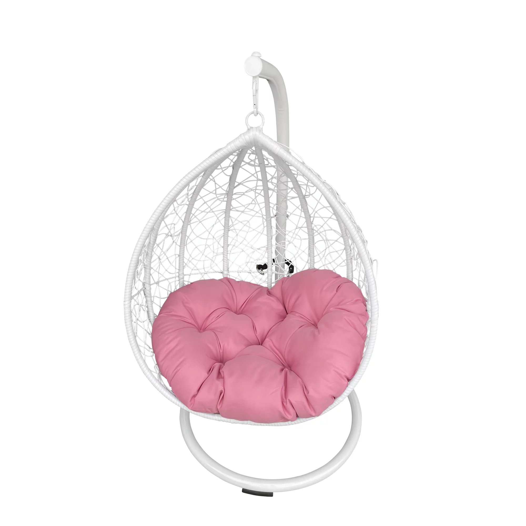M&M Sales Enterprises Polyester Hanging Egg Chair with Cushion and Stand - White