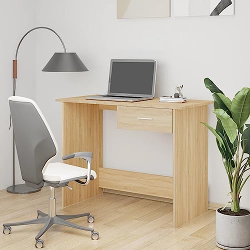 Desk Hutch Gaming Desk Computer Desk Teacher Desk - Desk Sonoma Oak 39.4"x19.7"x29.9" Engineered Wood for Game Room Office Classroom Study Room