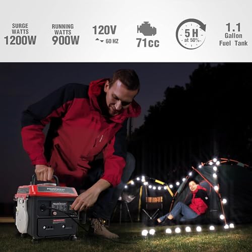 PowerSmart 2500-Watt Gas Powered Portable Inverter Generator, CO Sensor, Super Quiet for Camping, Home Emergency Use, EPA Compliant 2025 Version