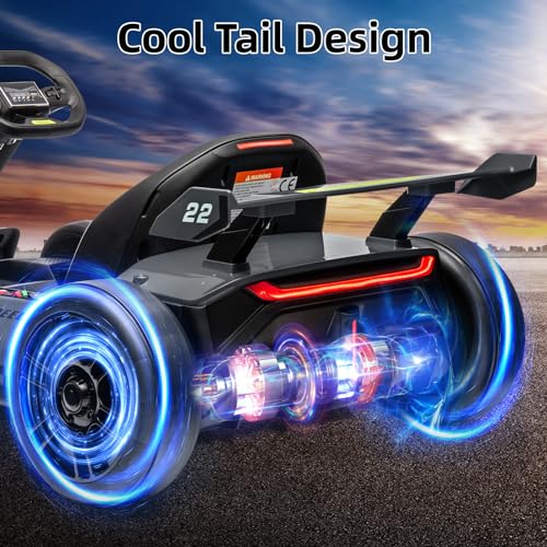 24V Electric Go Kart,300W Powerful Drift Kart for Kids, Electric Pedal Kart,with 300W Strong Motor, Drift/Sport Mode, Big Battery, Eva Tire,Length Adjustmen for Outdoor Racing Toy-White
