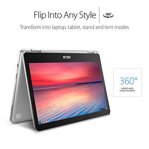 Asus C302CA-AH74 Chromebook Flip 12.5-inch Touchscreen Convertible Chromebook, Intel Core M7, 8GB Ram, 64GB Flash Storage, Al