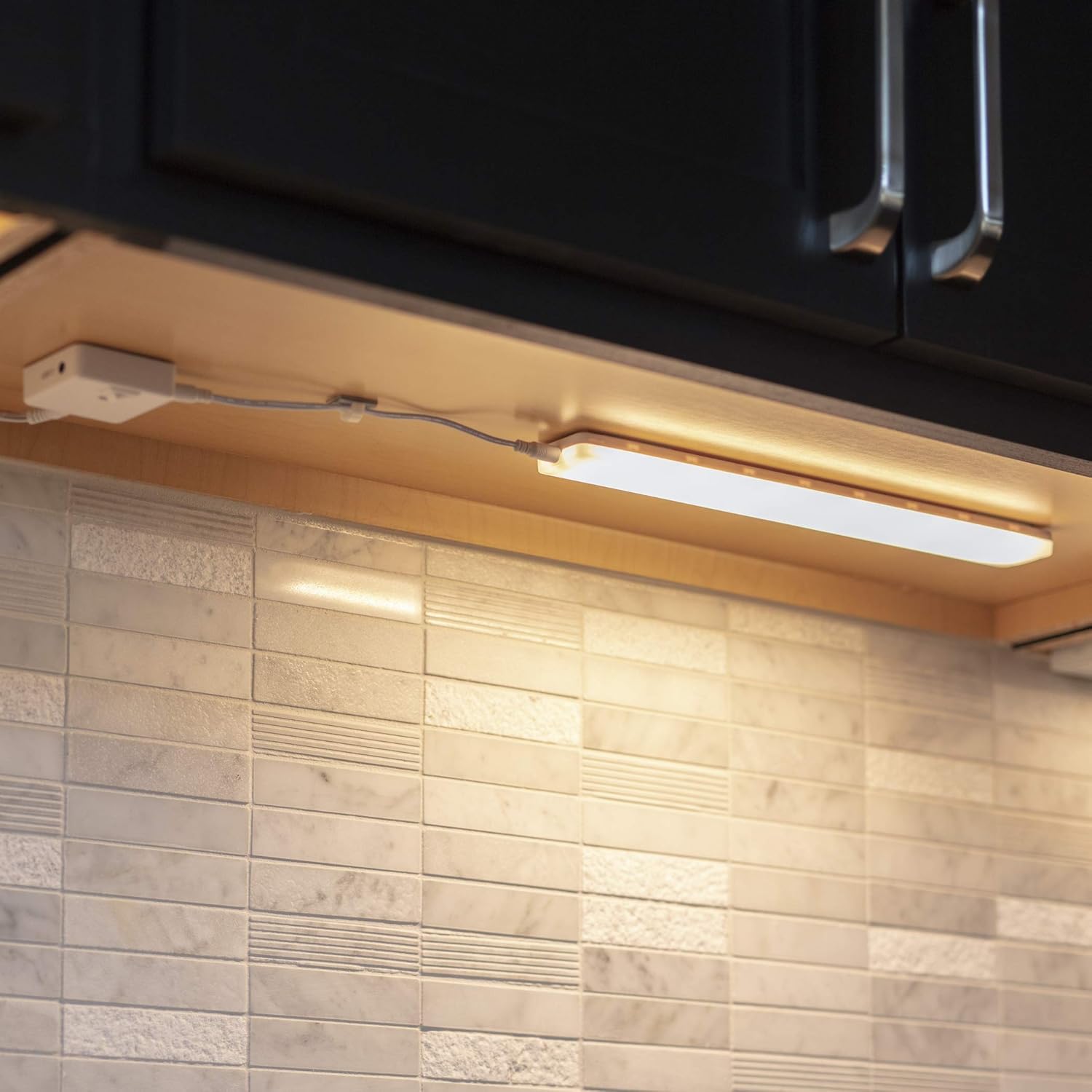 Brilliant Evolution Wired LED Under Cabinet Light Kit with Remote Control (3 Bars), LED Bar Light, Kitchen Under Cabinet Lighting, Stick On Lights, 3000K Warm White Glow Pack of 2
