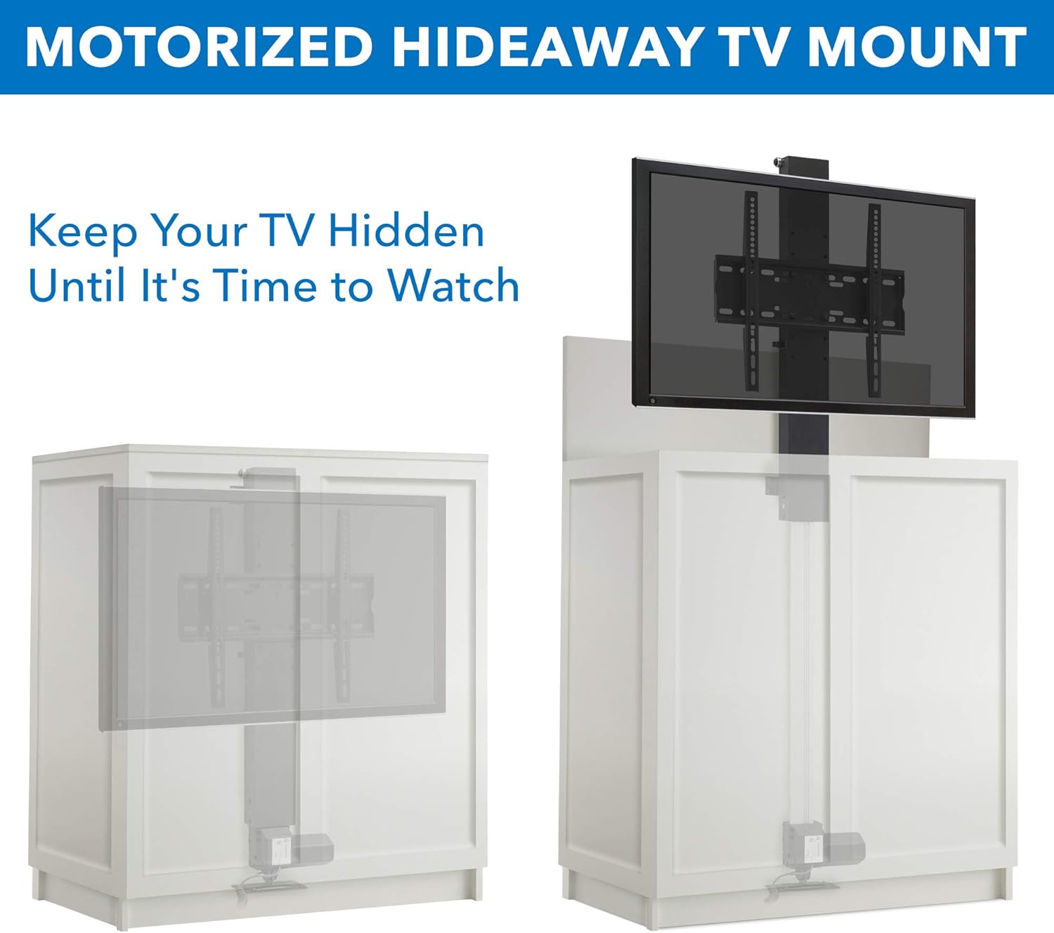 Mount-It! Motorized TV Lift with Remote Control for Screens 32 to 48 | Height Adjustable Hideaway TV Lift Adjusts Up to 65 High | Vertical Lift TV Stand with Steel Construction