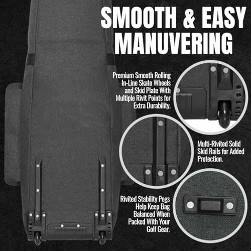 CaddyDaddy Constrictor Soft-Sided Golf Travel Bag Cover with Padded Top, Wheels & Lockable Oversized Zippers | Case for Transporting Clubs on Airlines | 1 Year Travel Case Replacement Coverage