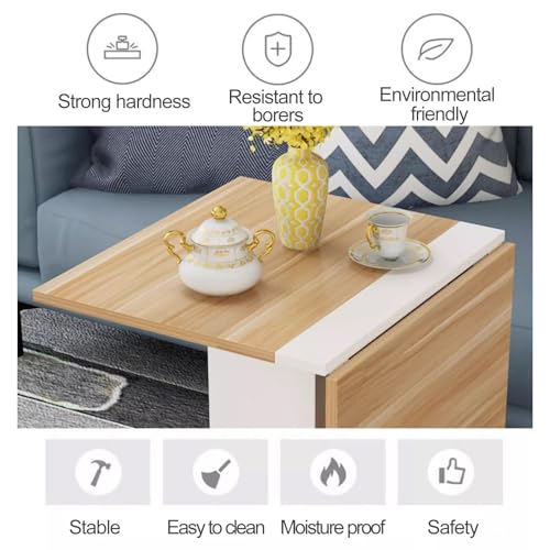 Space Saving Folding Dining Table, Extendable Butterfly Table, Drop Leaf Dining Table with 6 Wheels, Multifunction Folding Dining Table, Foldable in 3 Forms, for Restaurant, Kitchen, Bedroom ( Color :