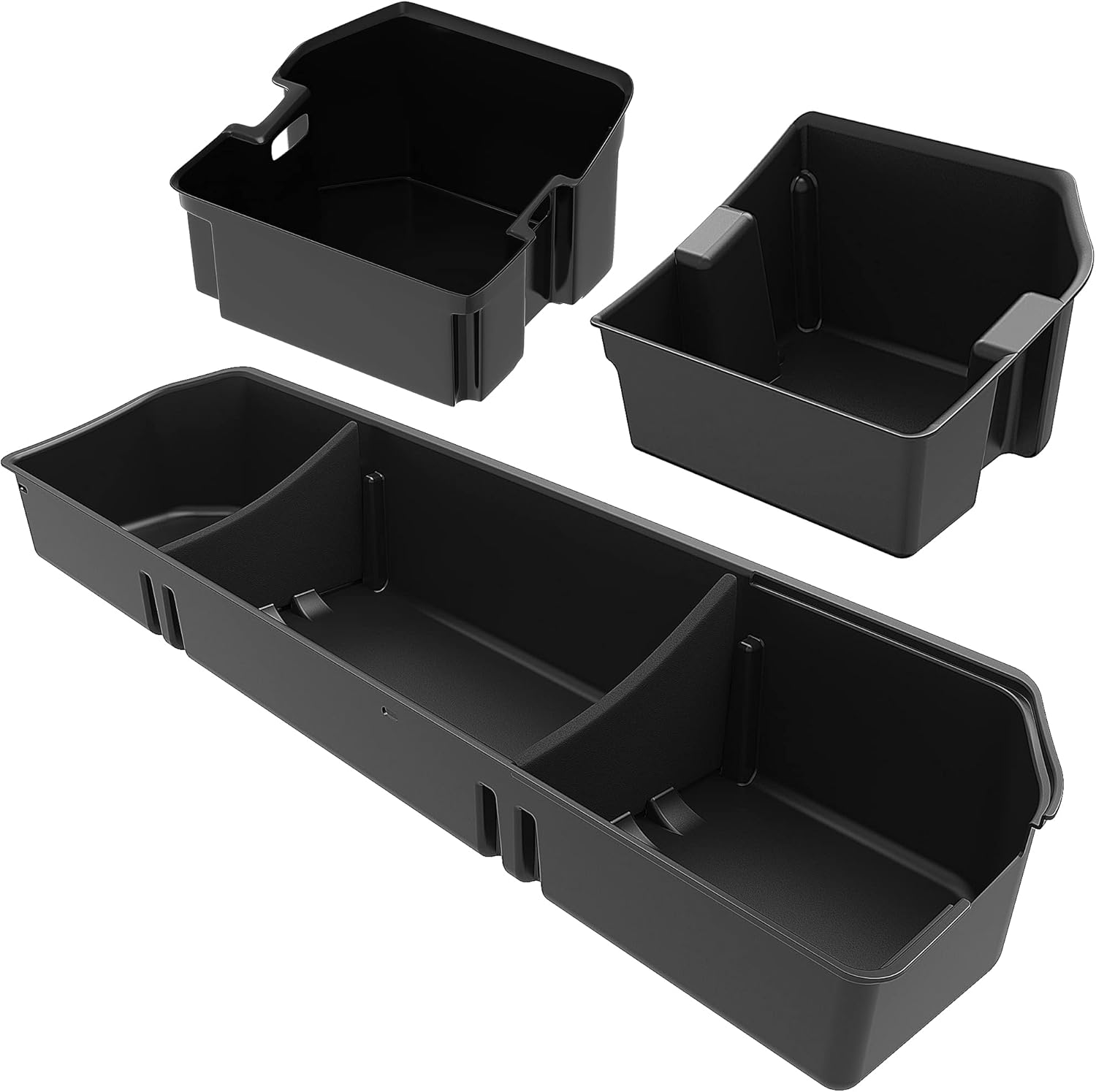 OEDRO Upgraded Under Seat Storage Box Compatible with 2015-2022 Ford F150 SuperCrew Cab & Crew Cab - Unique Textured Black 3-in-1 Design Max Storage (Excl. Super Cab)