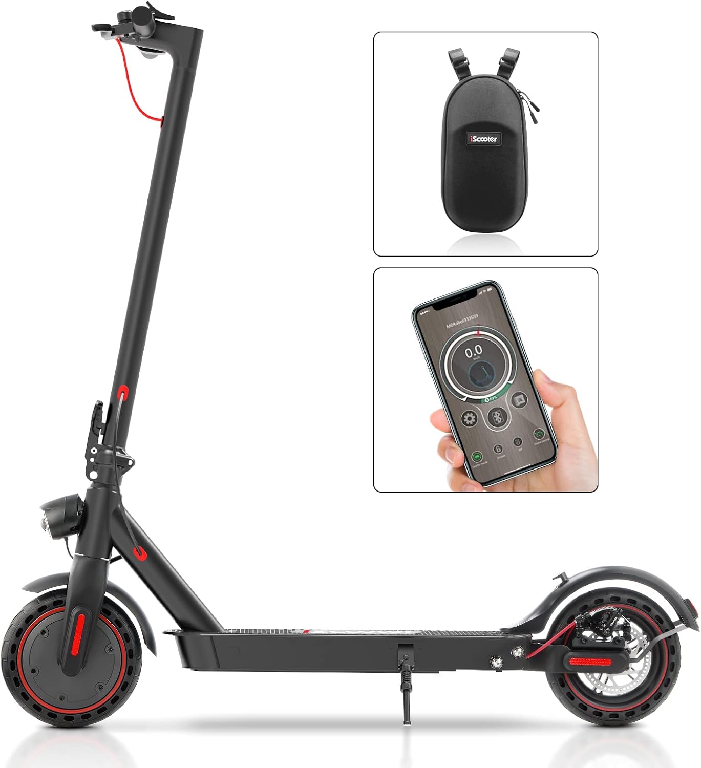 iScooter 1S Ecooter Electric for Adults - Up to 17 Miles Long Range & 19 MPH, 350W Motor, 8.5" Solid Tires, Dual Suspensions, Foldable Adults Electric Scooter with Dual Braking System & App
