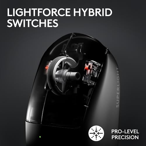 Logitech G PRO X Superlight 2 DEX Wireless Gaming Mouse, 60g pro-Grade Right-Handed Mouse with 5 programmable Buttons, USB-C Charging, 44k DPI Sensor, up to 8 kHz Polling for PC/Mac - White