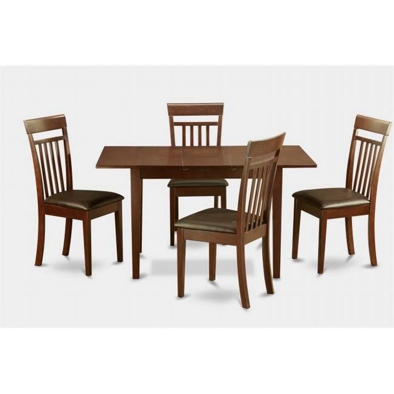 East West Furniture  Norfolk 5PC Set with rectangular table featured 12 in extension Leaf and 4 Faux Leather Seat chairs - Curated Treasures Market
