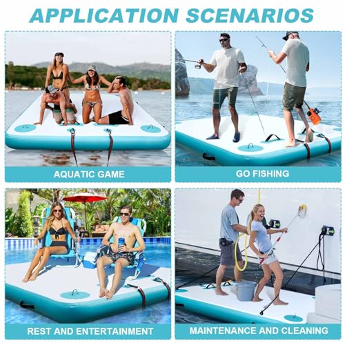 VOFiTNY Inflatable Floating Dock, Swim Platform Floating Dock for Lakes, Lake Floats for Adults, Island Raft Mat for Lake Beach Ocean, Non-Slip Surface