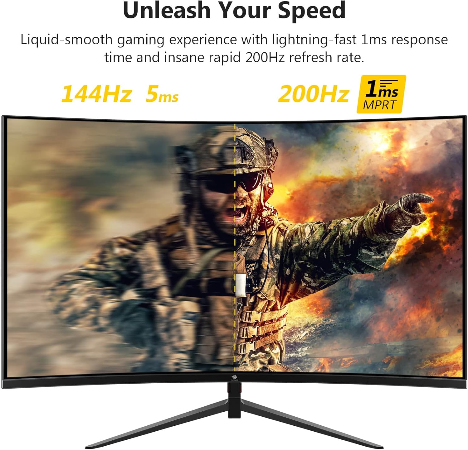 Z-Edge UG27 27-inch Curved Gaming Monitor 16:9 1920x1080 200/144Hz 1ms Frameless LED Gaming Monitor, AMD Freesync Premium Display Port HDMI Build-in Speakers