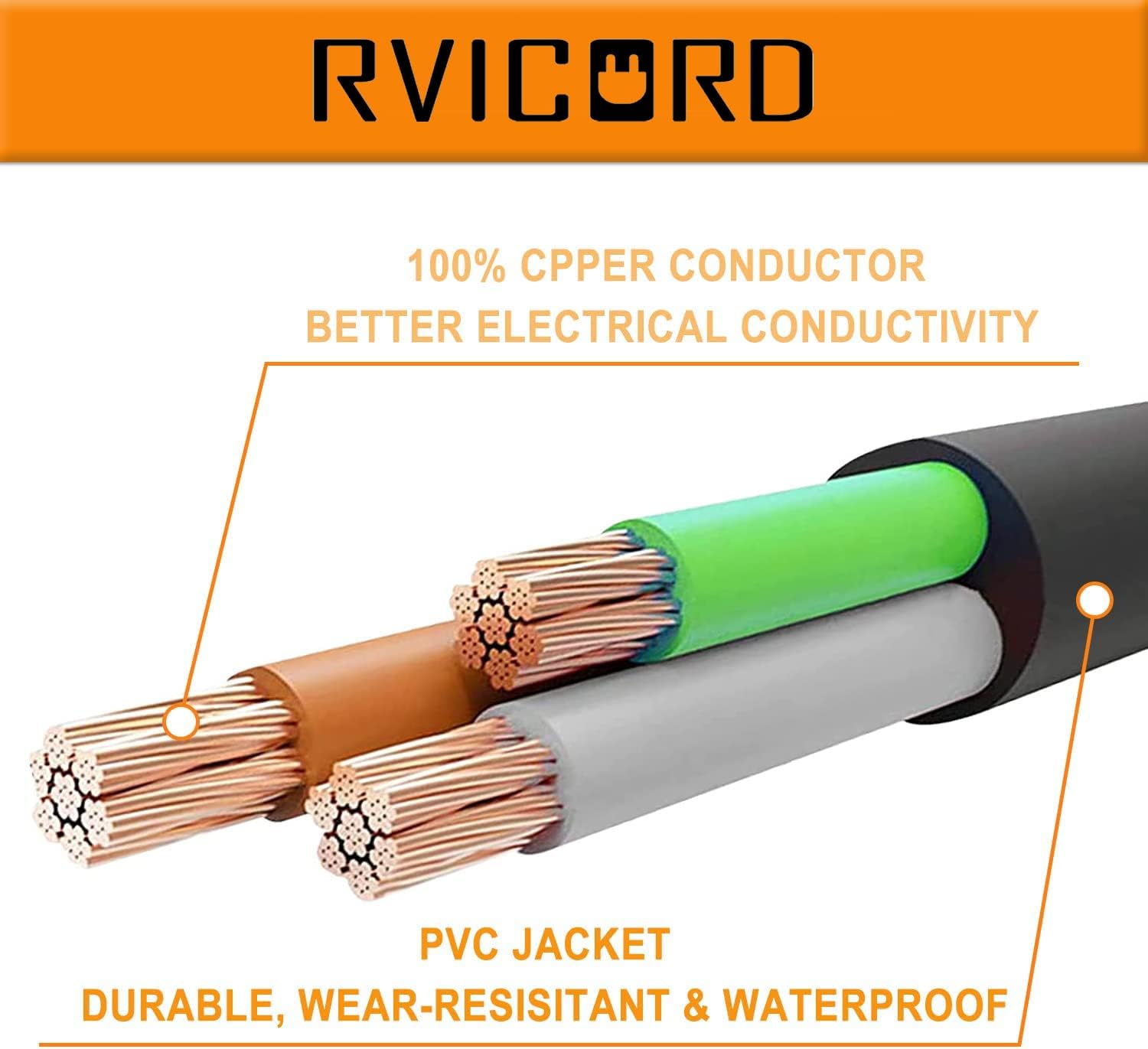 RVICORD RV Adapter 30 Amp to 50 Amp 10AWG/3 RV Adapter Cord 12 inch with Handle TT-30P Male to 14-50R Female Electrical Converter, ETL Certified