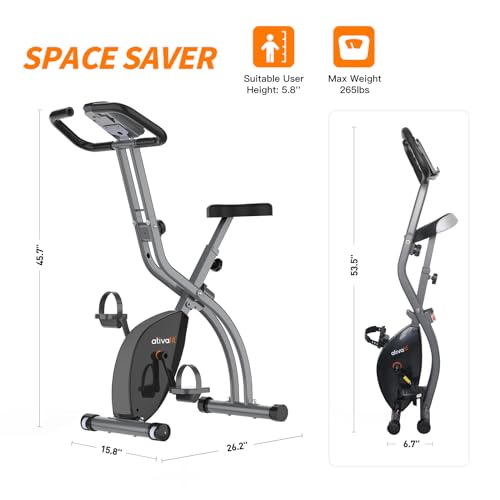 ATIVAFIT Exercise Bike Foldable Fitness Indoor Stationary Bike Magnetic 3 in 1 Upright Recumbent Exercise Bike for Home Workout