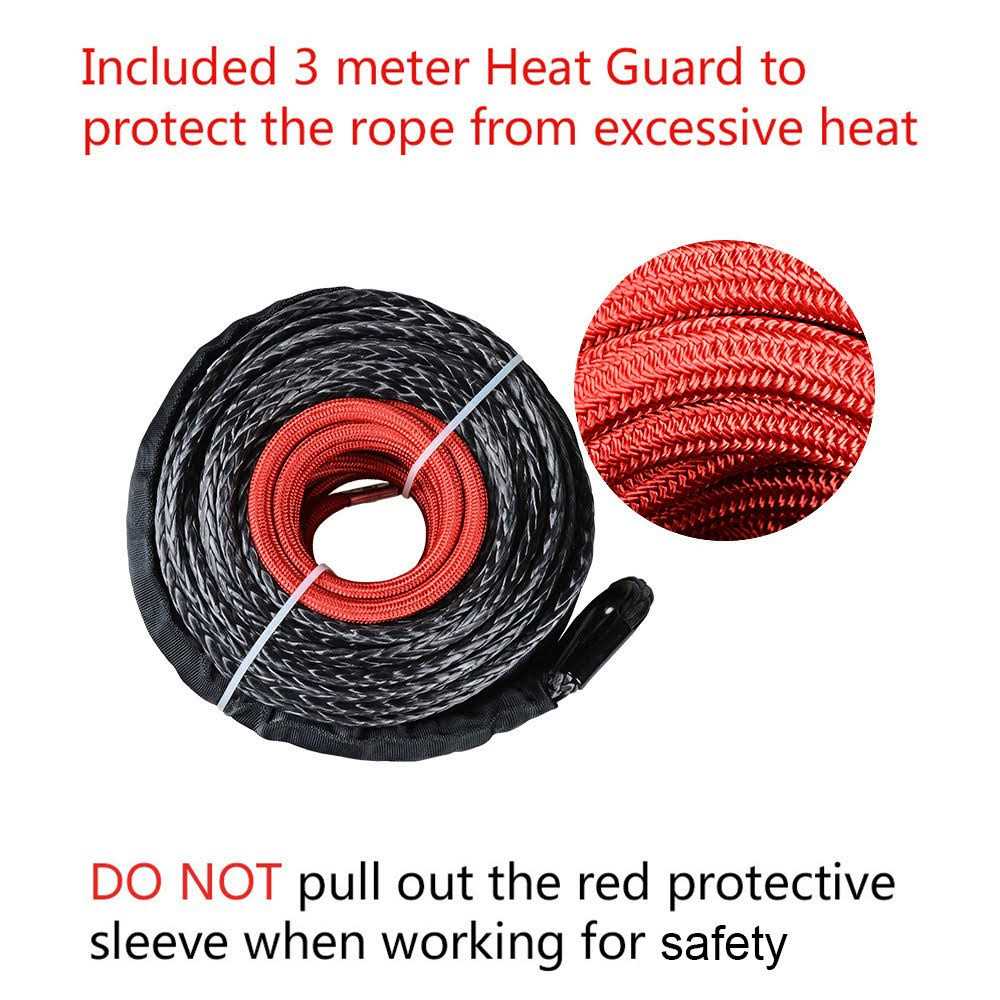 95feet x 3/8 inch Black Synthetic Winch Rope Line Cable with Rock Heat Guard 20500LBs Recovery Truck 4x4 ATV UTV - Shop Hardware Tools Online Store