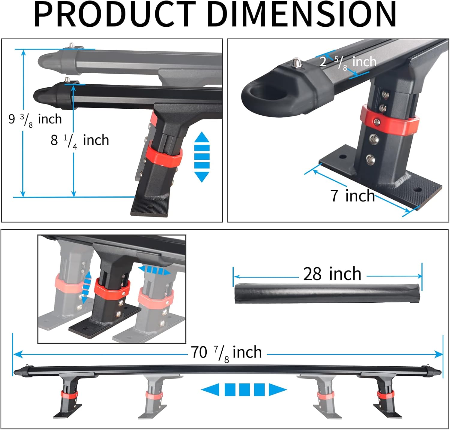 Truck Bed Racks Low Profile, MONOKING Truck Ladder Racks Adjustable Height Heavy Duty Bed Rack for Kayaks Bikes Rooftop Tent