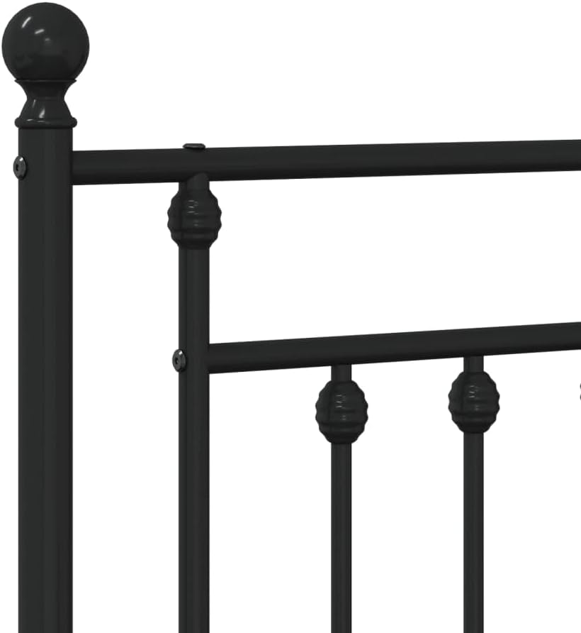 vidaXL Powder Coated Steel Bed Frame - Robust Black Metal Double Bed with Functional Headboard, Footboard and Extra Storage Space Beneath – Industrial Style