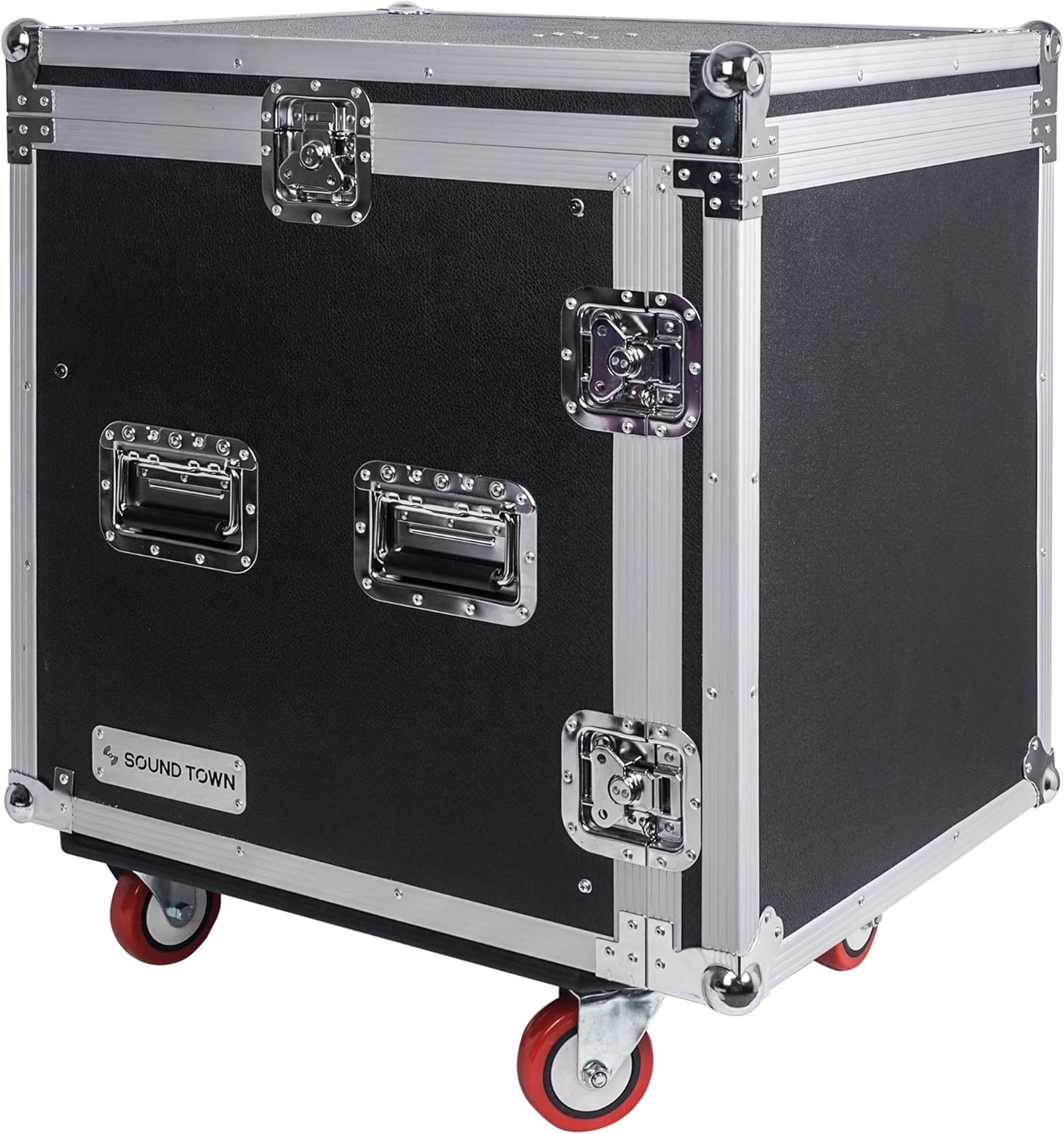 Sound Town 14U PA DJ Rack/Road ATA Case with 11U Slant Mixer Top, 20���� Rackable Depth, DJ Work Table and Casters, 14 Space Size, Pro Tour Grade (STMR-14UWT)