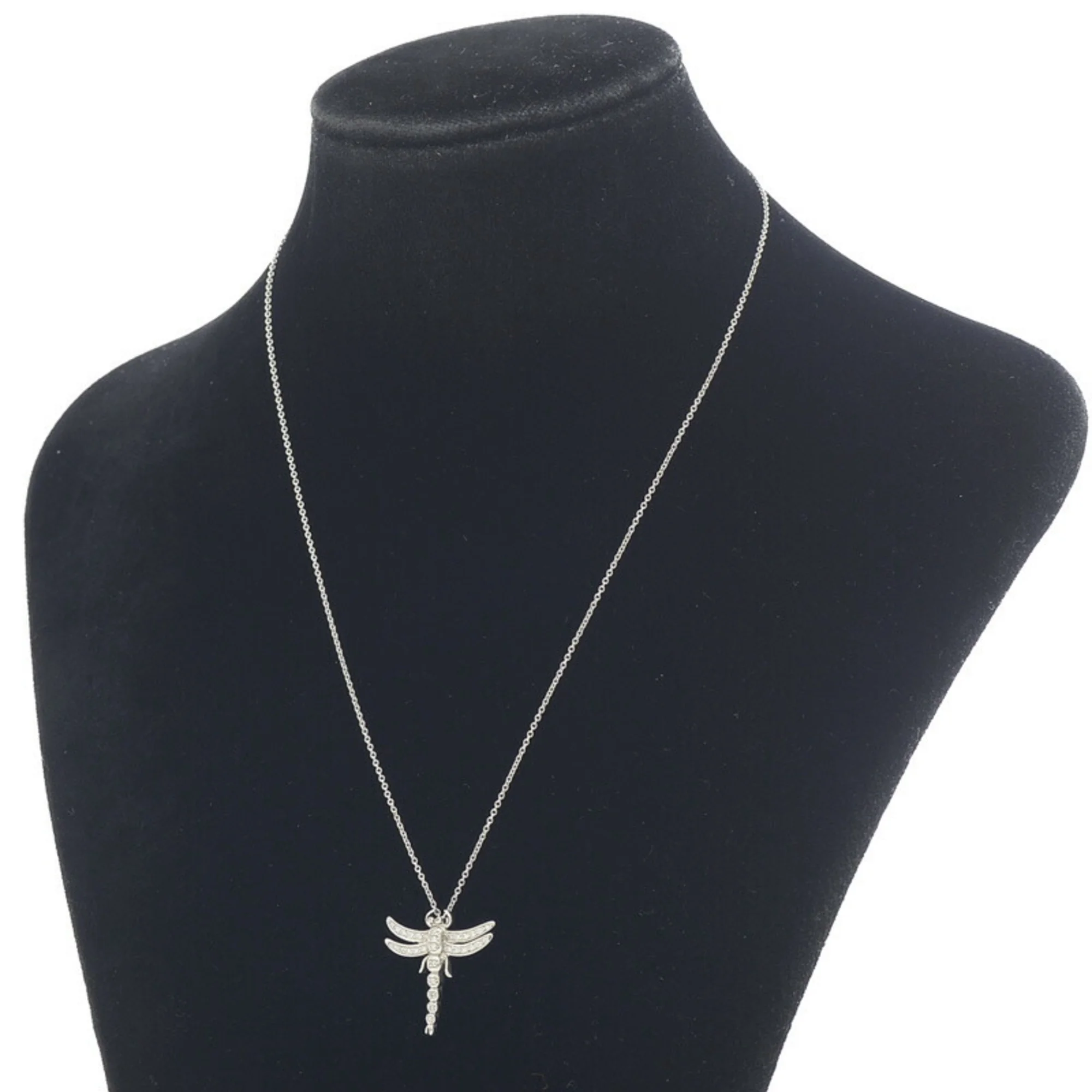 Pre-Owned Tiffany Dragonfly Motif Necklace Pt950 Diamond (Good)