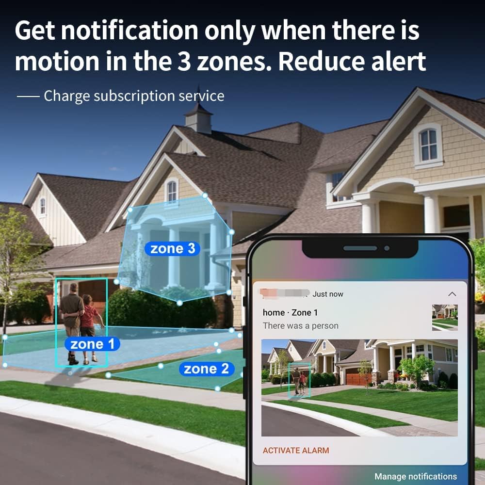 Wireless Home Security Camera Outdoor WiFi with Light Night Vision Rechargeable Battery AI Motion Detection, Surveillance Wireless Camera Outdoor,1080