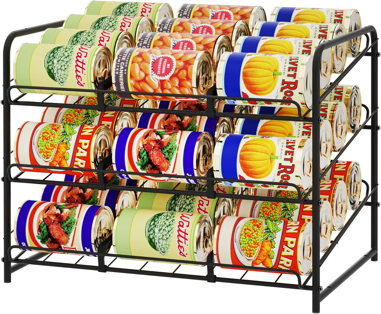 2 Pack Simple Trending Can Rack Organizer, Stackable Can Storage Dispenser Holds up to 72 Cans for Kitchen Cabinet or Pantry, Chrome Pack of 2