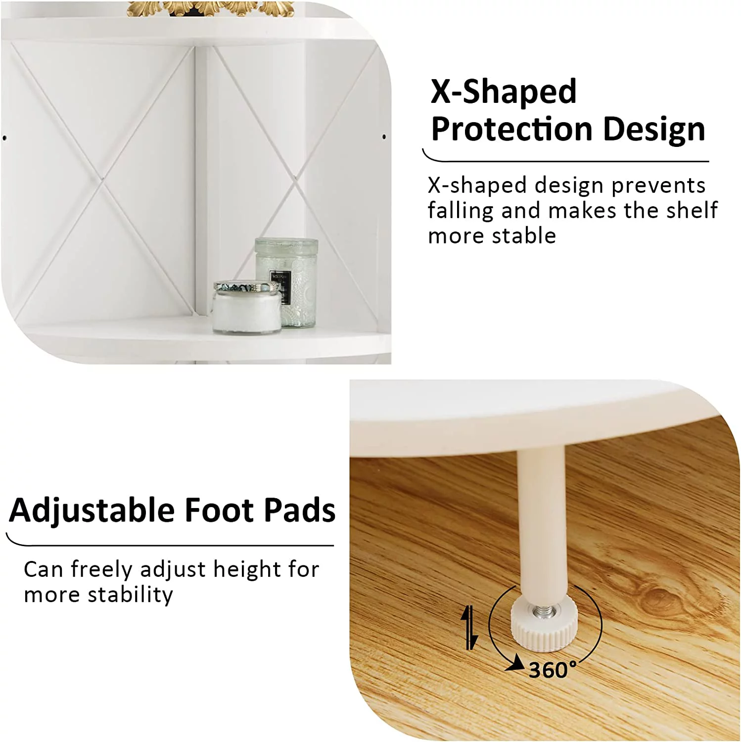YGDU 5-Tier Corner Shelf Stand, Tall Corner Bookshelf Corner Plant Stand, Corner Storage Shelves for Living Room, Home Office, Small Space, Black