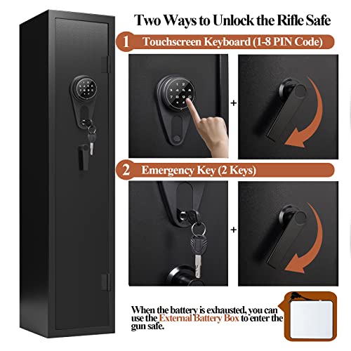KAER 10-12 Gun Safes for Home Rifle and Pistols,Gun Safes & Cabinets,Quick Access Gun Cabinet,Large Rifle Safe with Removable Shelf and Separate Lockbox (Electronic 10-12 Gun Unassembled)