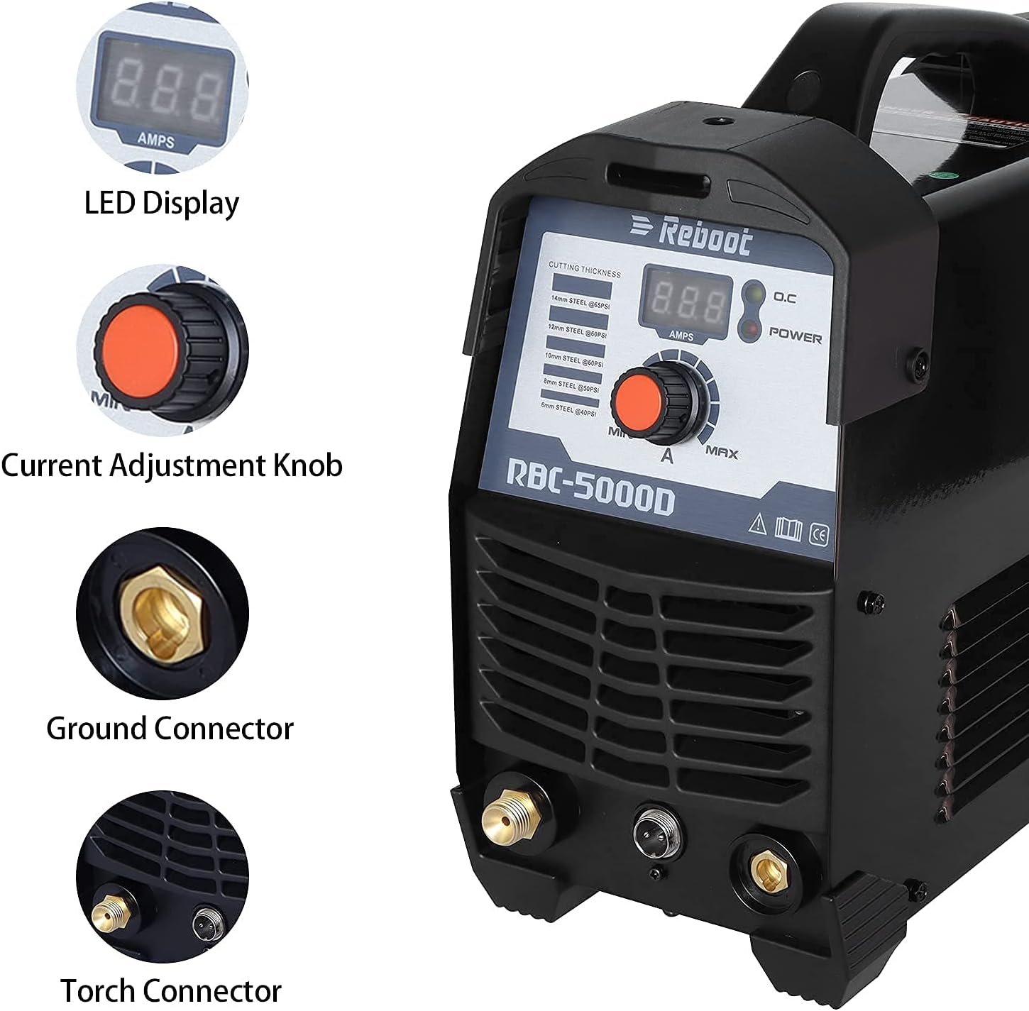 Reboot Plasma Cutter,50 Amp 1/2" Clean Cut CUT50D 110V/220V IGBT Air Plasma Cutting Machine Compact Metal Cutter High Frequency Inverter Cutting for Alloy Mild Steel Cast Iron and Chrome-Black