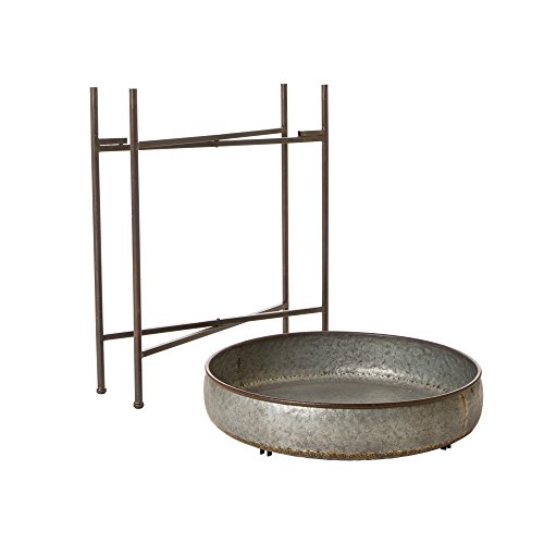 glitzhome Set of 2 Metal End Table with Removable Tray,Galvanized Side End Table Round and Waterproof Outdoor or Indoor Tray for Living Room Bedroom Balcony and Office