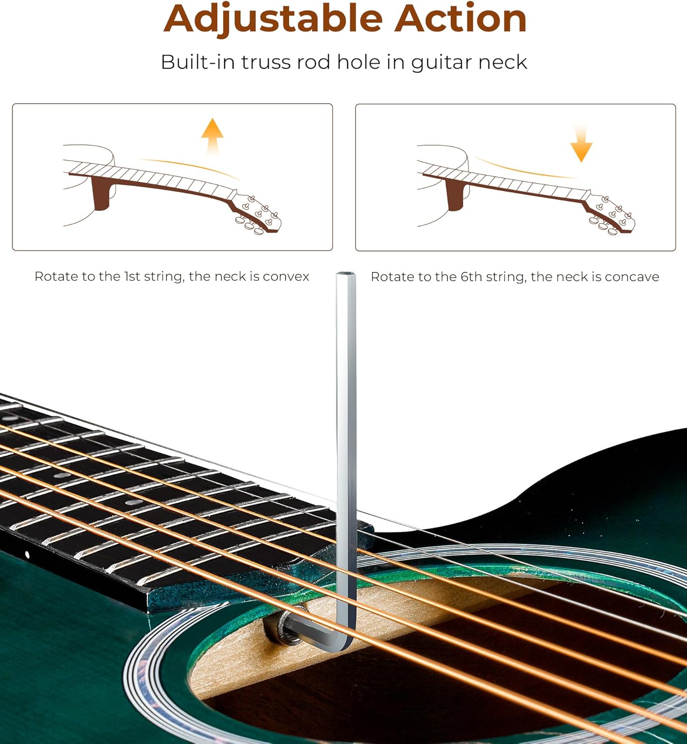 Acoustic Guitar 41 Inch Cutaway Acoustic Guitar Full Size Dreadnought Acustica Guitarra Bundle with Gig Bag for Adults Teens Beginners Professionals, Blue by Vangoa