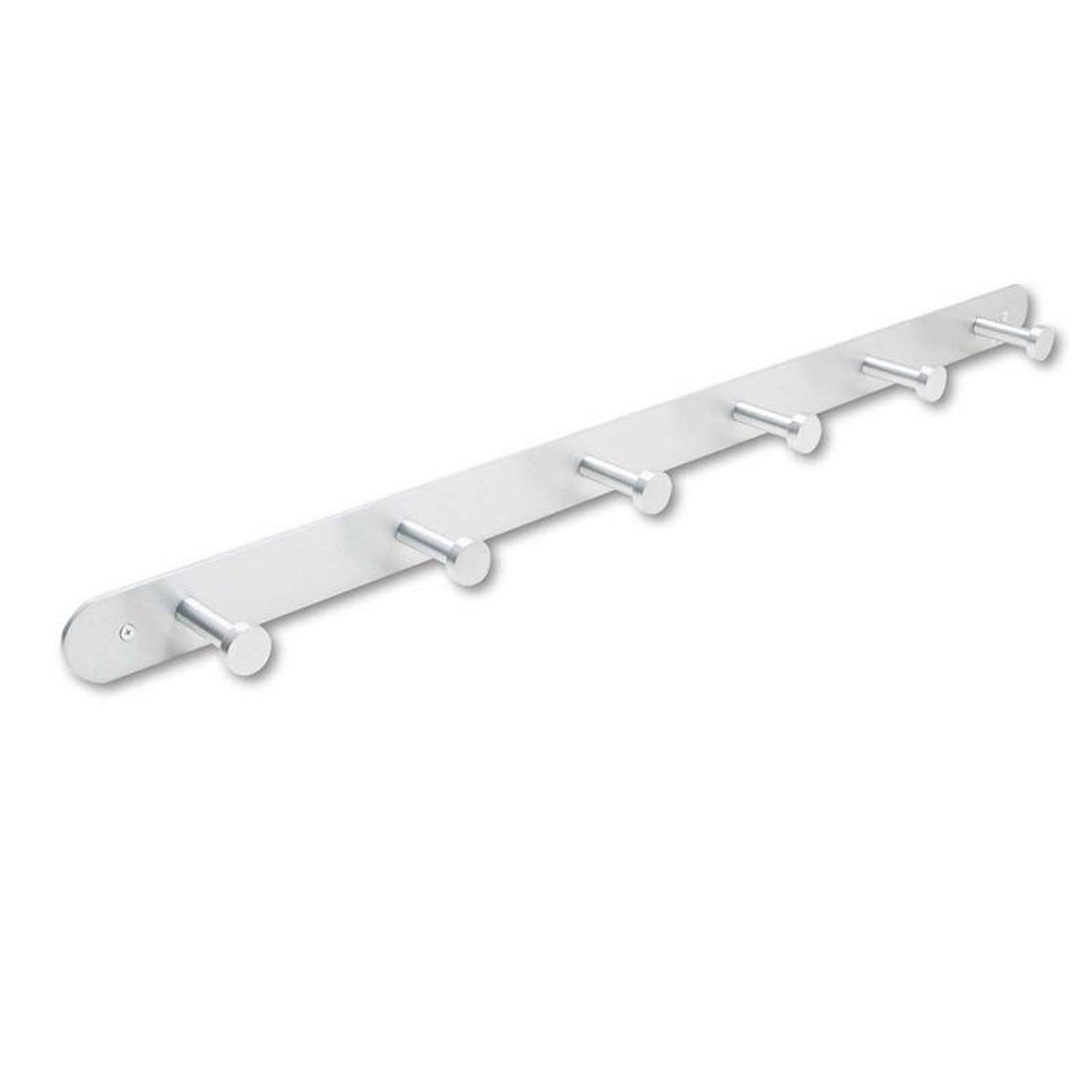 Safco Nail Head Wall Coat Rack, Six Hooks, Metal, Satin Aluminum