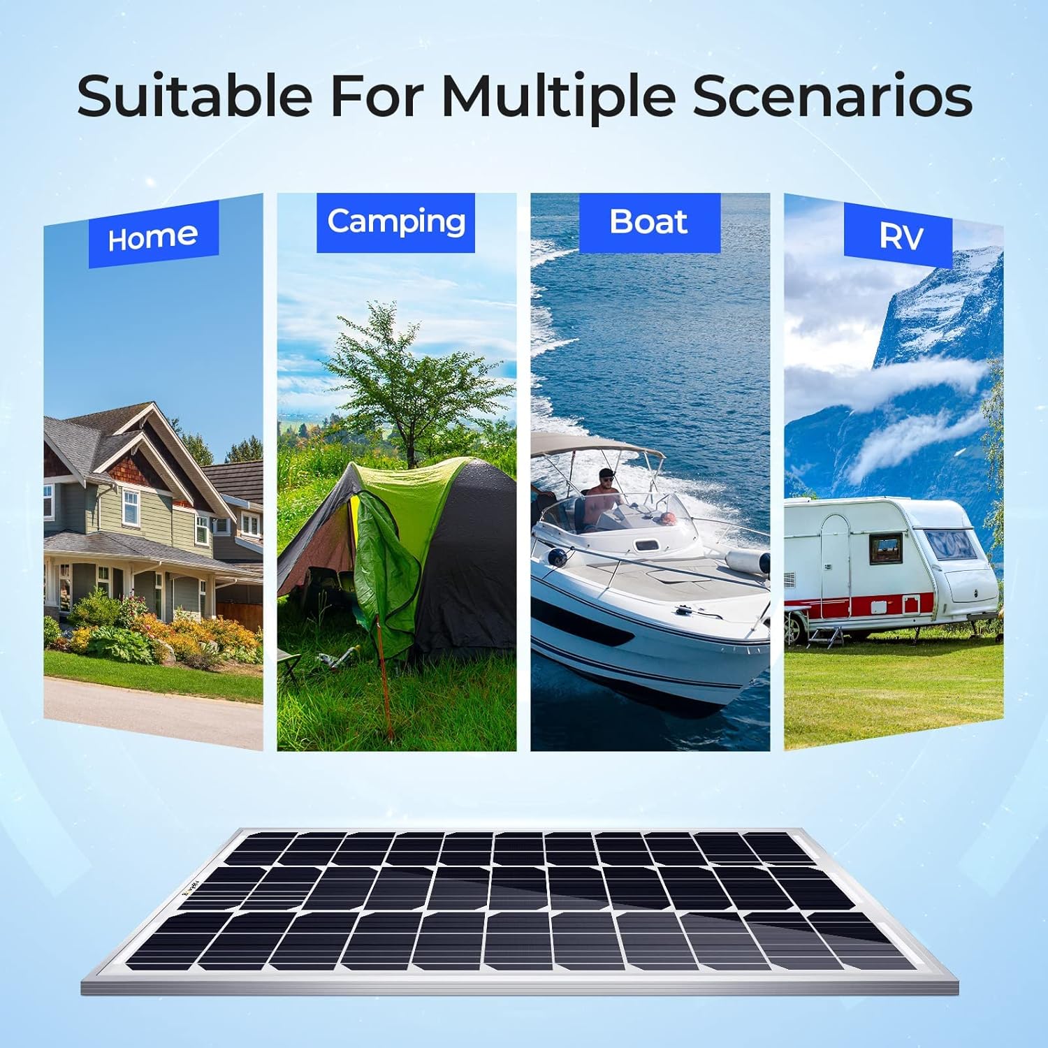 BougeRV 400 Watts Solar Panel, 9BB Cell 22.8% High-Efficiency Class A Module Monocrystalline Technology Work with 12/24 Volts Charger for RV Camping Home Boat Marine Off-Grid(200W * 2)