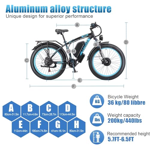 E-Bike for Adults, 1104WH 2000W Removable Battery Ebike 26x4 Inch Fat Tire All Terrain Mountain Ebike