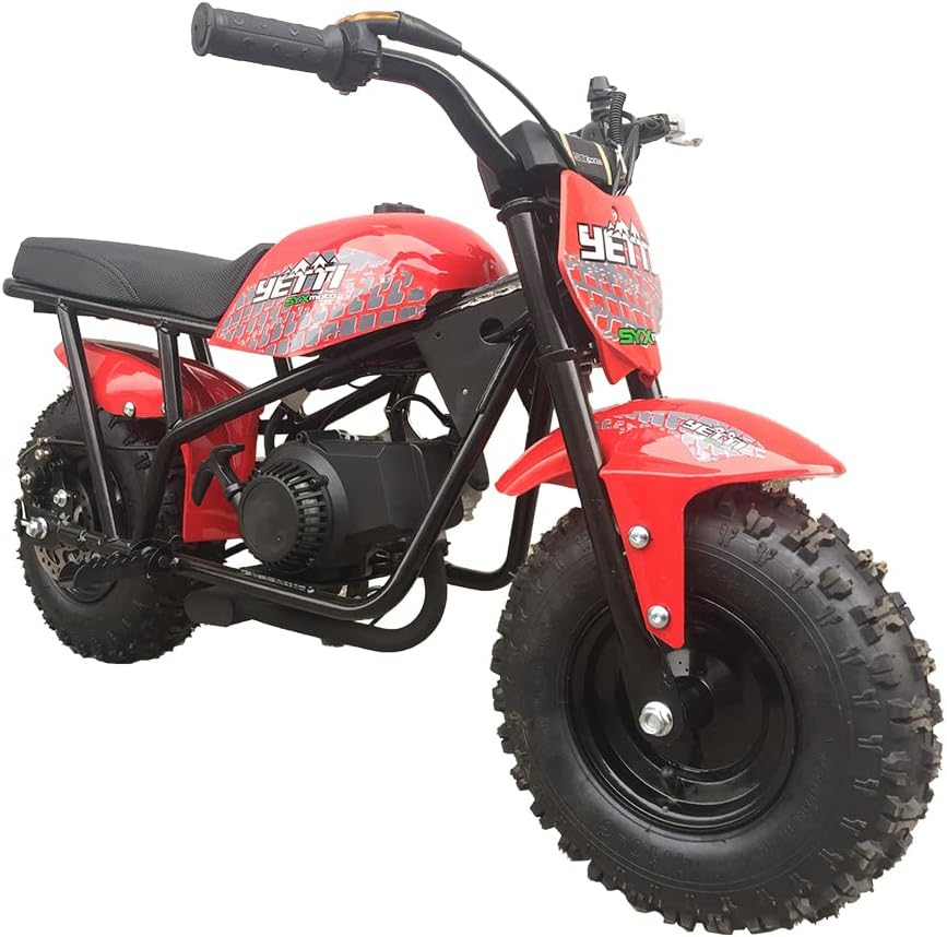 SYX MOTO 50cc Mini Dirt Bike Yetti Kids Gas Power Motorcyle Pit Bike, RED