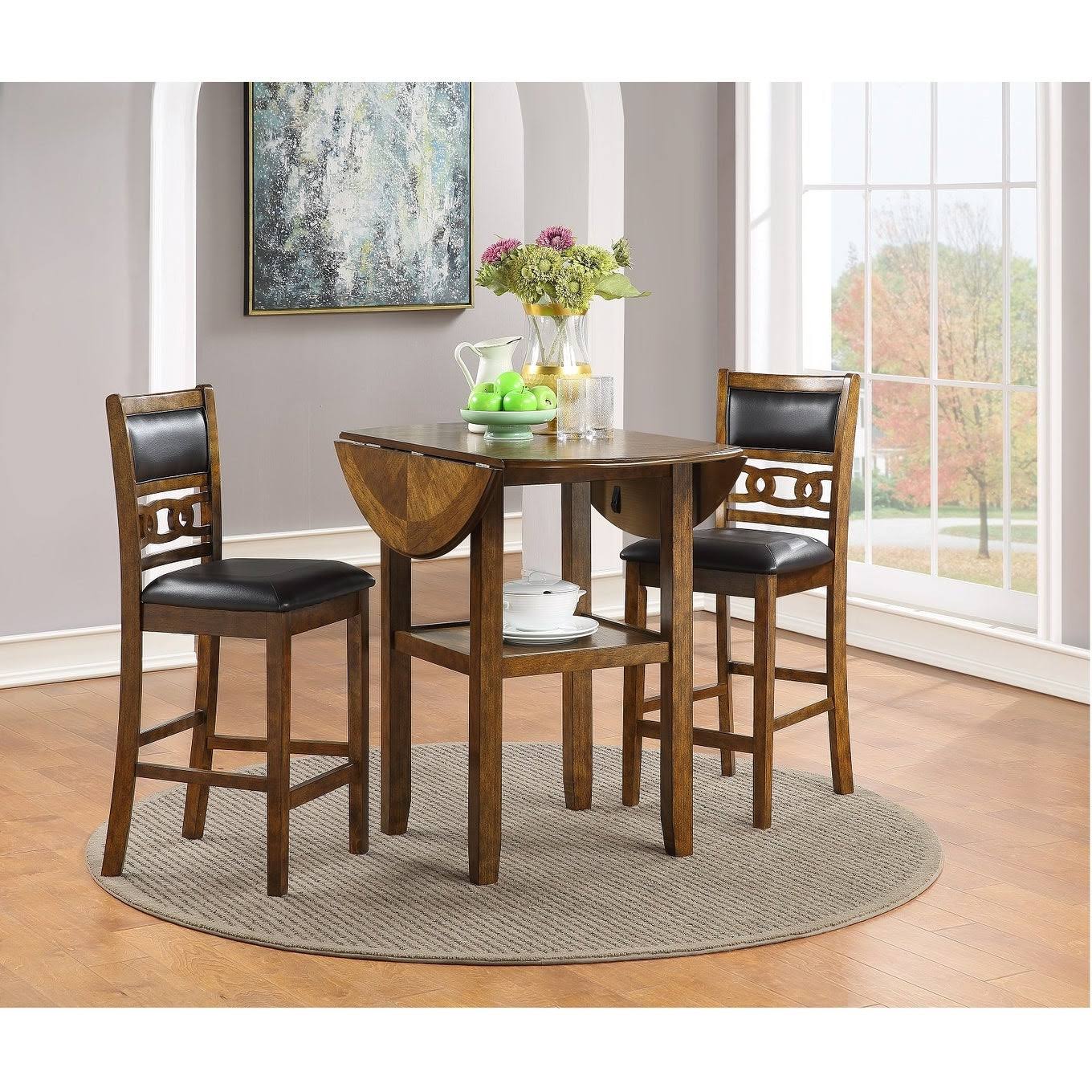 GIA Brown 42x22 Counter Drop Leaf Table w/2 Chairs from New Classic
