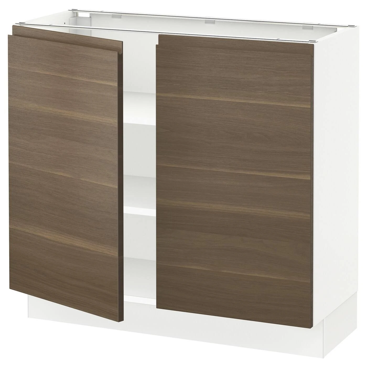 IKEA - SEKTION Base Cabinet with shelves/2 Doors, white/Voxtorp Walnut Effect, 36x15x30 99365576
