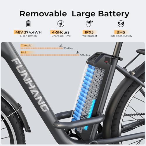 Electric Bike for Adults, 1000W Peak Ebike, 21.7MPH 50Miles City Cruiser Ebikes, 26" Step Thru Electric Bicycle with 48V Removable Battery, Adjustable Stem, Rear Rack, Front Suspension,7 Speed