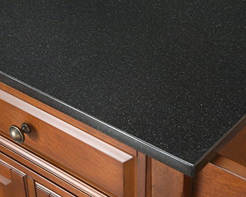 Full Size Kitchen Island with Solid Black Granite Top