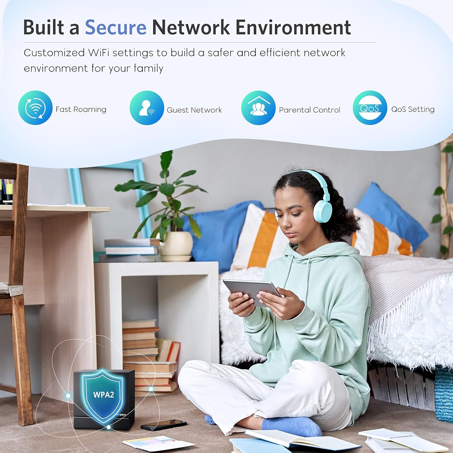 Mesh WiFi System - up to 6000 sq. Ft and 90 Devices Whole Home Coverage, 1200Mbps WiFi Mesh Network, WiFi Router/Extender Replacement, Gigabit Ports, Easy Setup, Parental Control (3 Pack)
